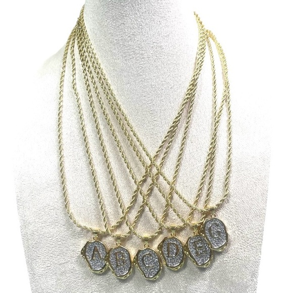 Gold Plated and Silver Initial Letter Pendant Necklaces - Picture 1 of 9
